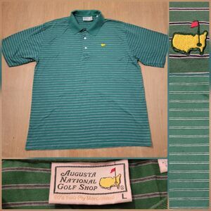 VTG The Masters Golf Polo Shirt  Augusta National Shop Large Men's Green Stripe
